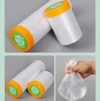 プリテープされたプラスチック保護カバーテープ 長さ10m-25m カー塗装用のマスキングフィルム